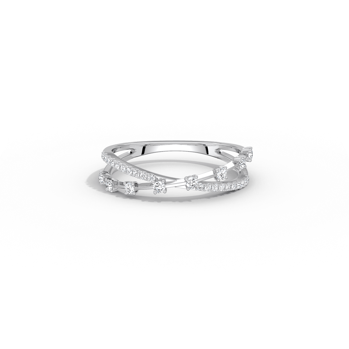 14K Solid Gold Crisscross Lab - Grown Diamond Ring - Rings
