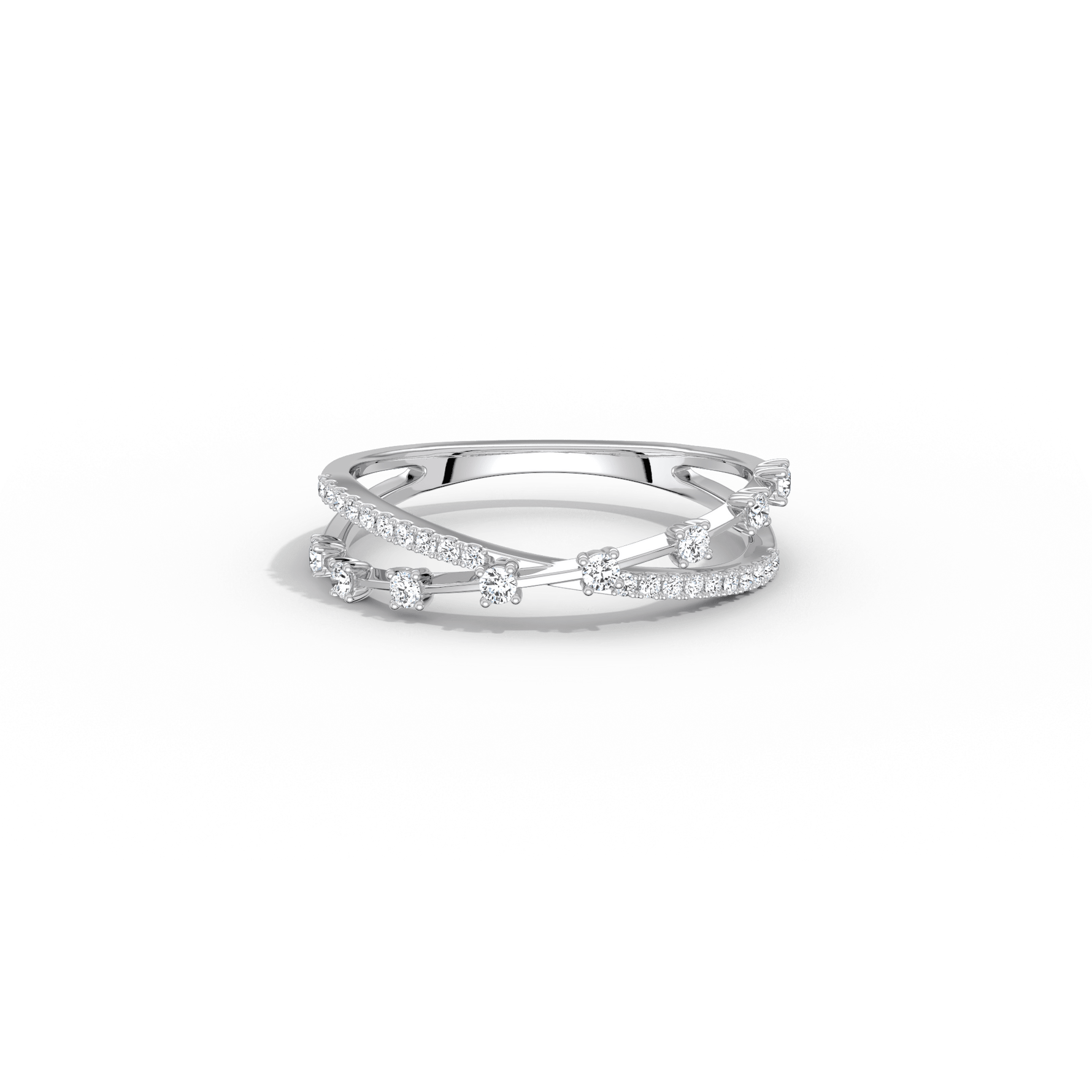 14K Solid Gold Crisscross Lab - Grown Diamond Ring - Rings