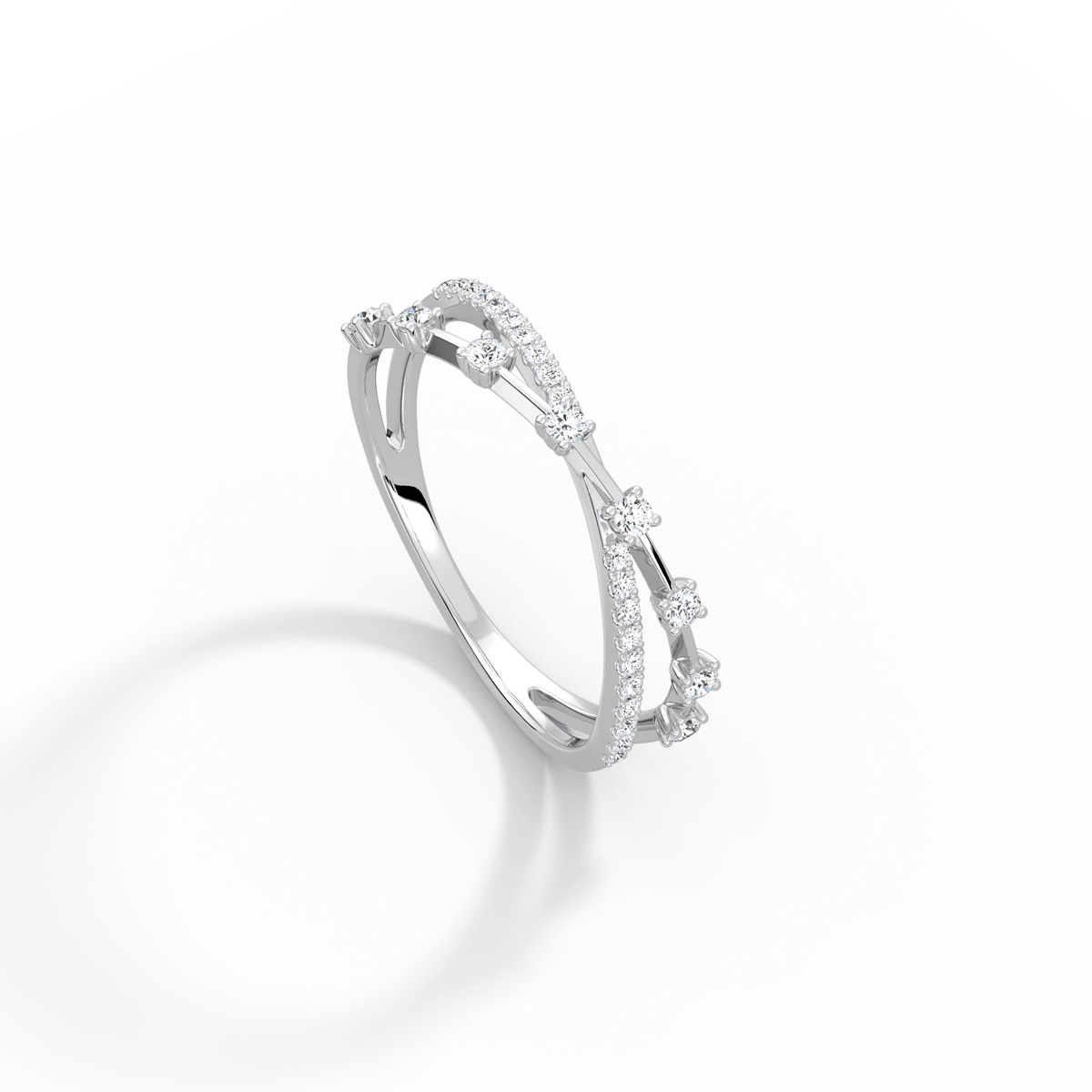 14K Solid Gold Crisscross Lab - Grown Diamond Ring - Rings