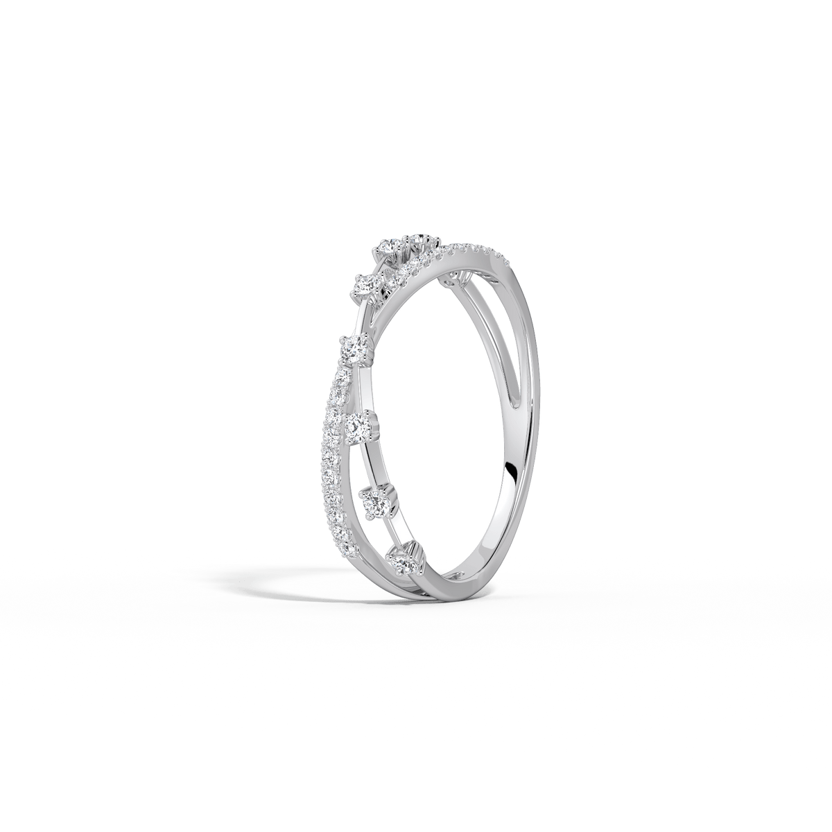 14K Solid Gold Crisscross Lab - Grown Diamond Ring - Rings