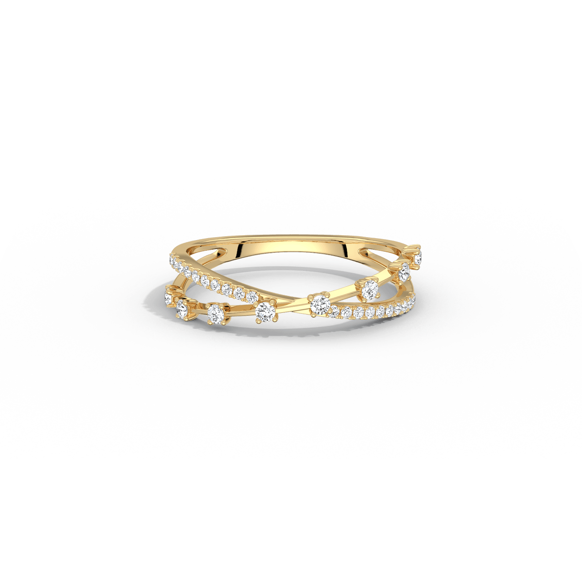 14K Solid Gold Crisscross Lab - Grown Diamond Ring - Rings