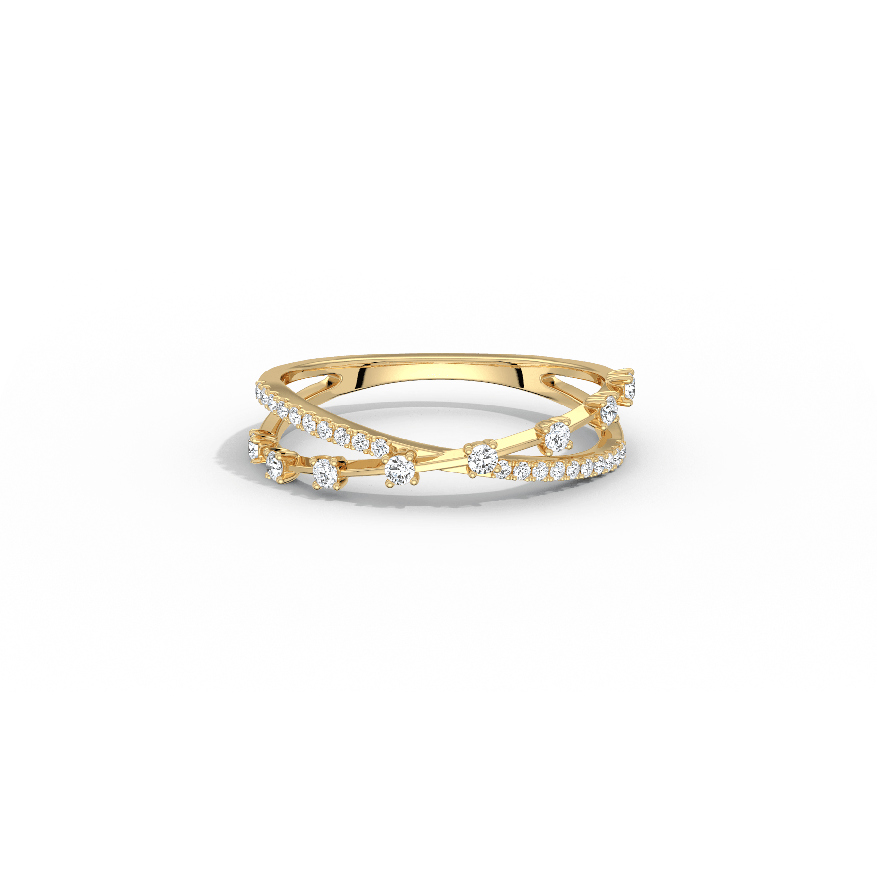 14K Solid Gold Crisscross Lab - Grown Diamond Ring - Rings