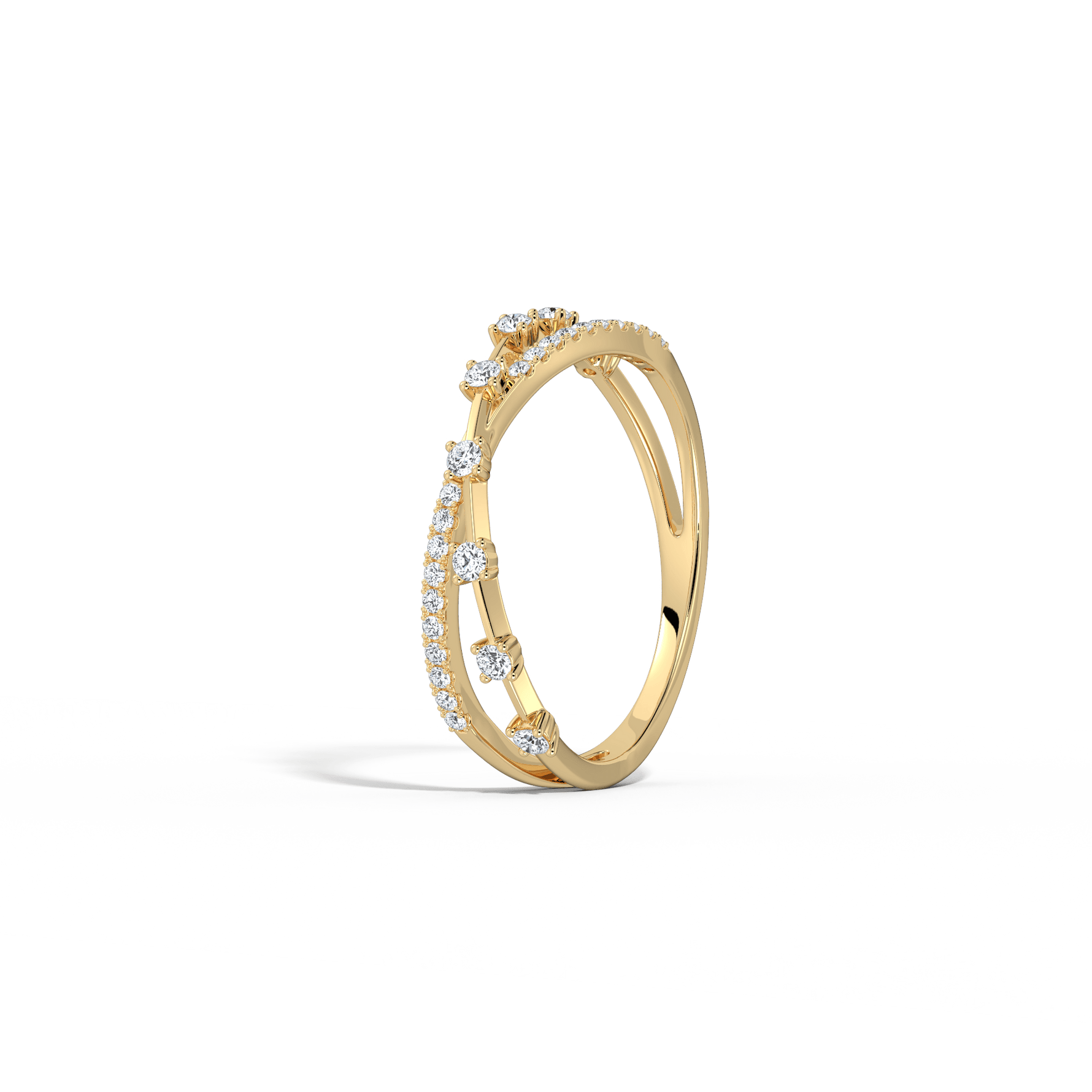 14K Solid Gold Crisscross Lab - Grown Diamond Ring - Rings