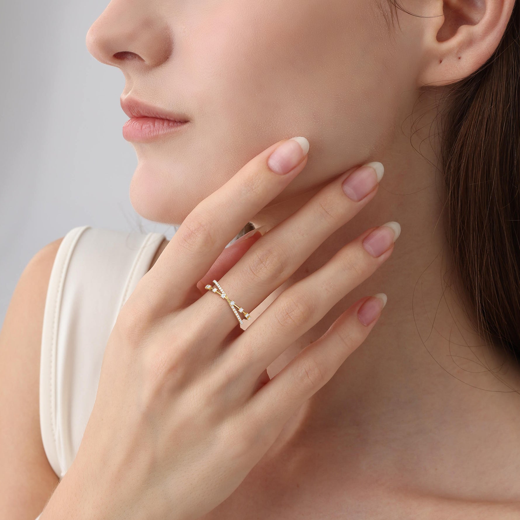 14K Solid Gold Crisscross Lab - Grown Diamond Ring - Rings