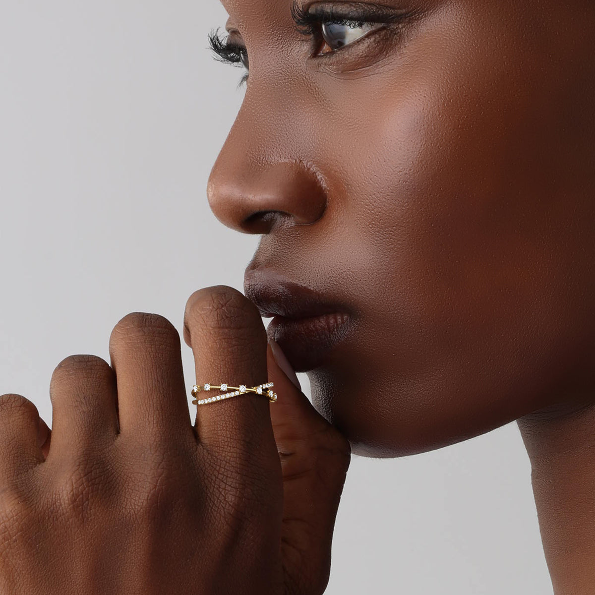 14K Solid Gold Crisscross Lab - Grown Diamond Ring - Rings