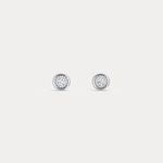Bezel Lab Grown Round Diamond Stud Earrings in 14K Gold/Platinum - Earrings