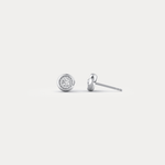 Bezel Lab Grown Round Diamond Stud Earrings in 14K Gold/Platinum - Earrings
