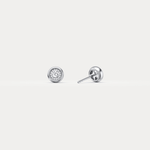 Bezel Lab Grown Round Diamond Stud Earrings in 14K Gold/Platinum - Earrings