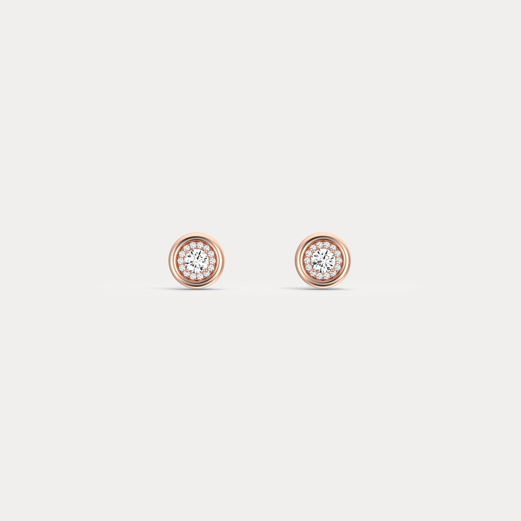 Bezel Lab Grown Round Diamond Stud Earrings in 14K Gold/Platinum - Earrings