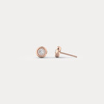 Bezel Lab Grown Round Diamond Stud Earrings in 14K Gold/Platinum - Earrings