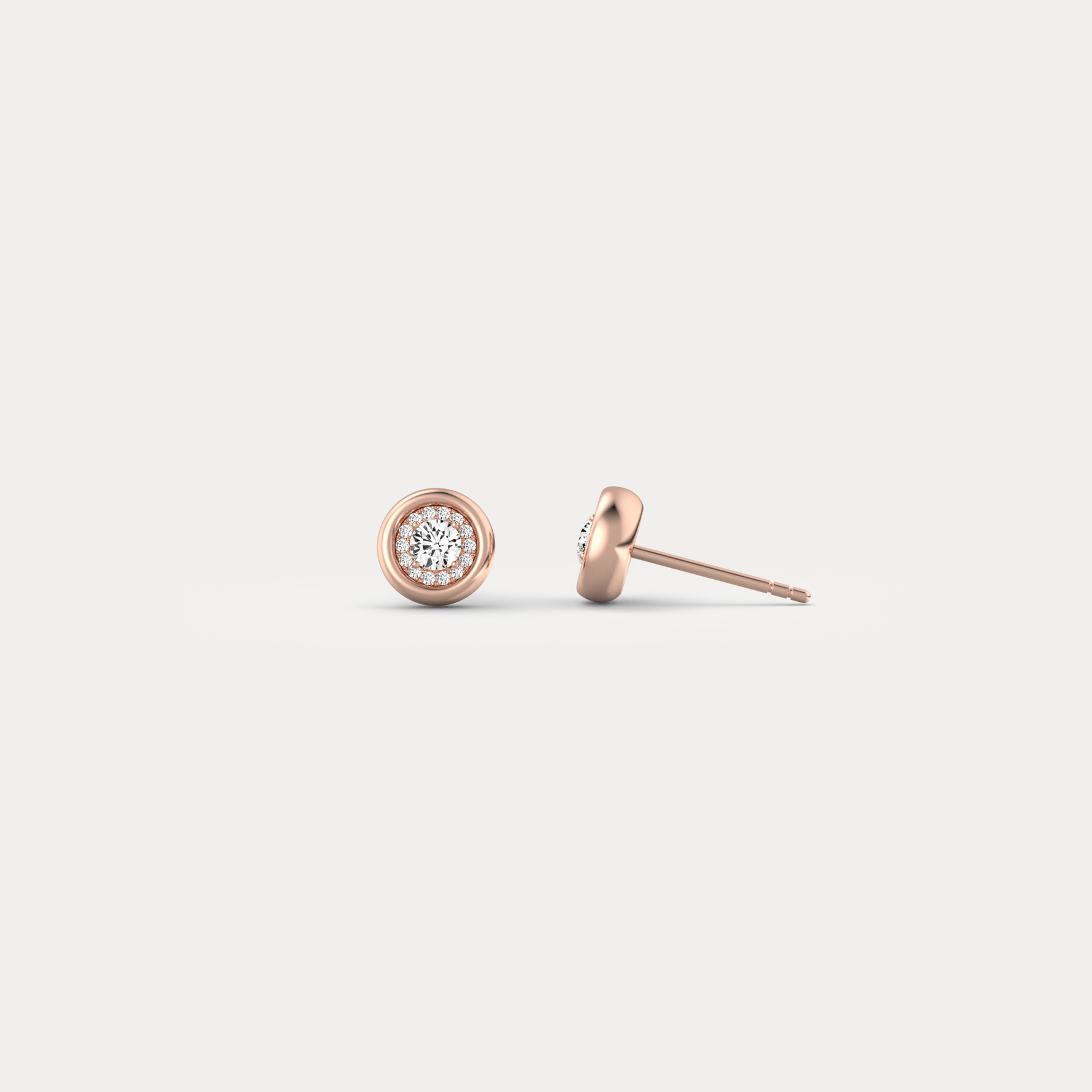 Bezel Lab Grown Round Diamond Stud Earrings in 14K Gold/Platinum - Earrings
