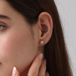 Bezel Lab Grown Round Diamond Stud Earrings in 14K Gold/Platinum - Earrings