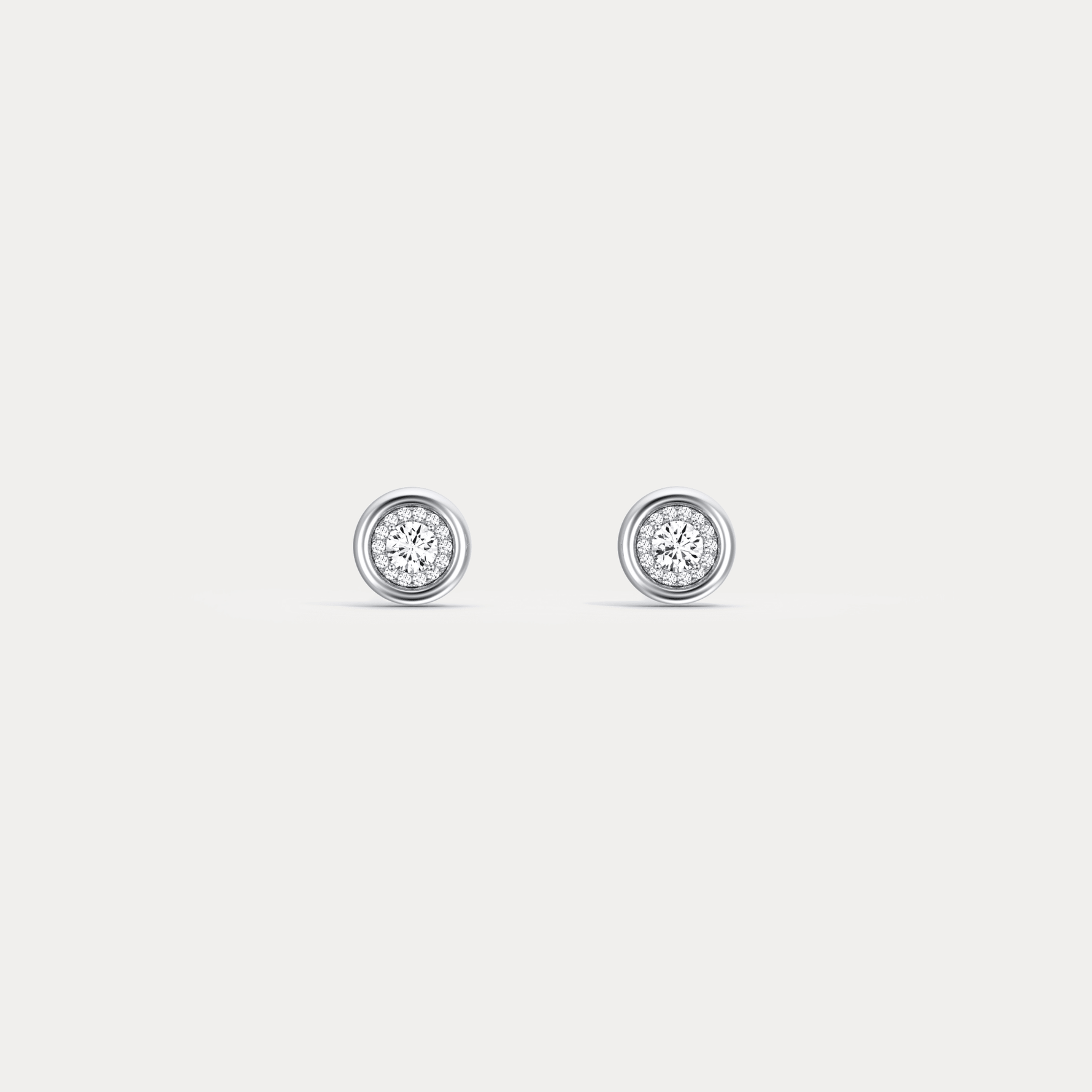 Bezel Lab Grown Round Diamond Stud Earrings in 14K Gold/Platinum - Earrings