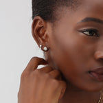 Bezel Lab Grown Round Diamond Stud Earrings in 14K Gold/Platinum - Earrings