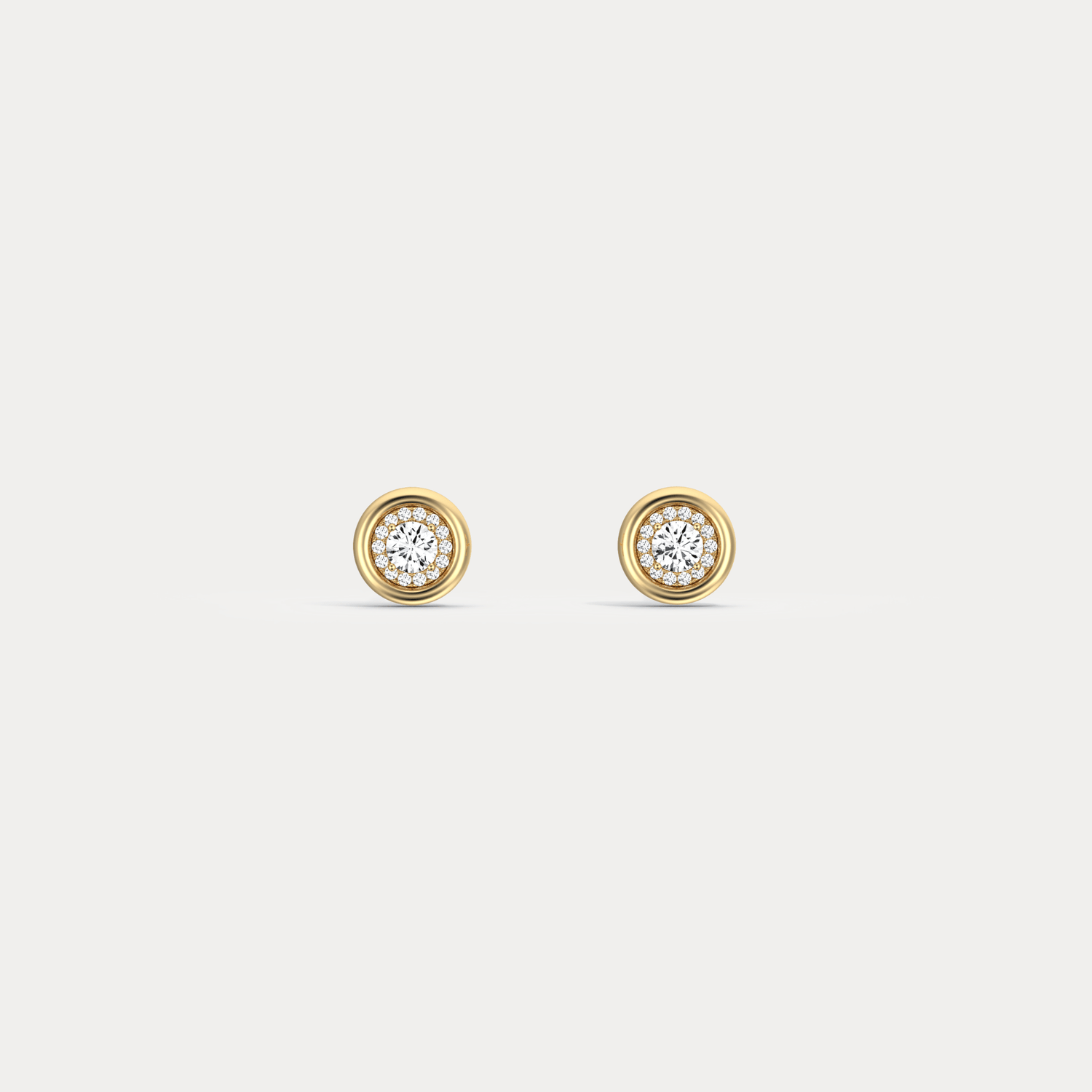 Bezel Lab Grown Round Diamond Stud Earrings in 14K Gold/Platinum - Earrings
