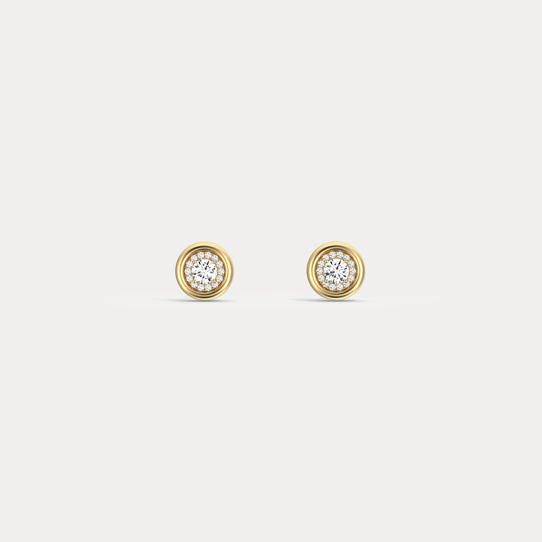 Bezel Lab Grown Round Diamond Stud Earrings in 14K Gold/Platinum - Earrings