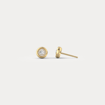 Bezel Lab Grown Round Diamond Stud Earrings in 14K Gold/Platinum - Earrings