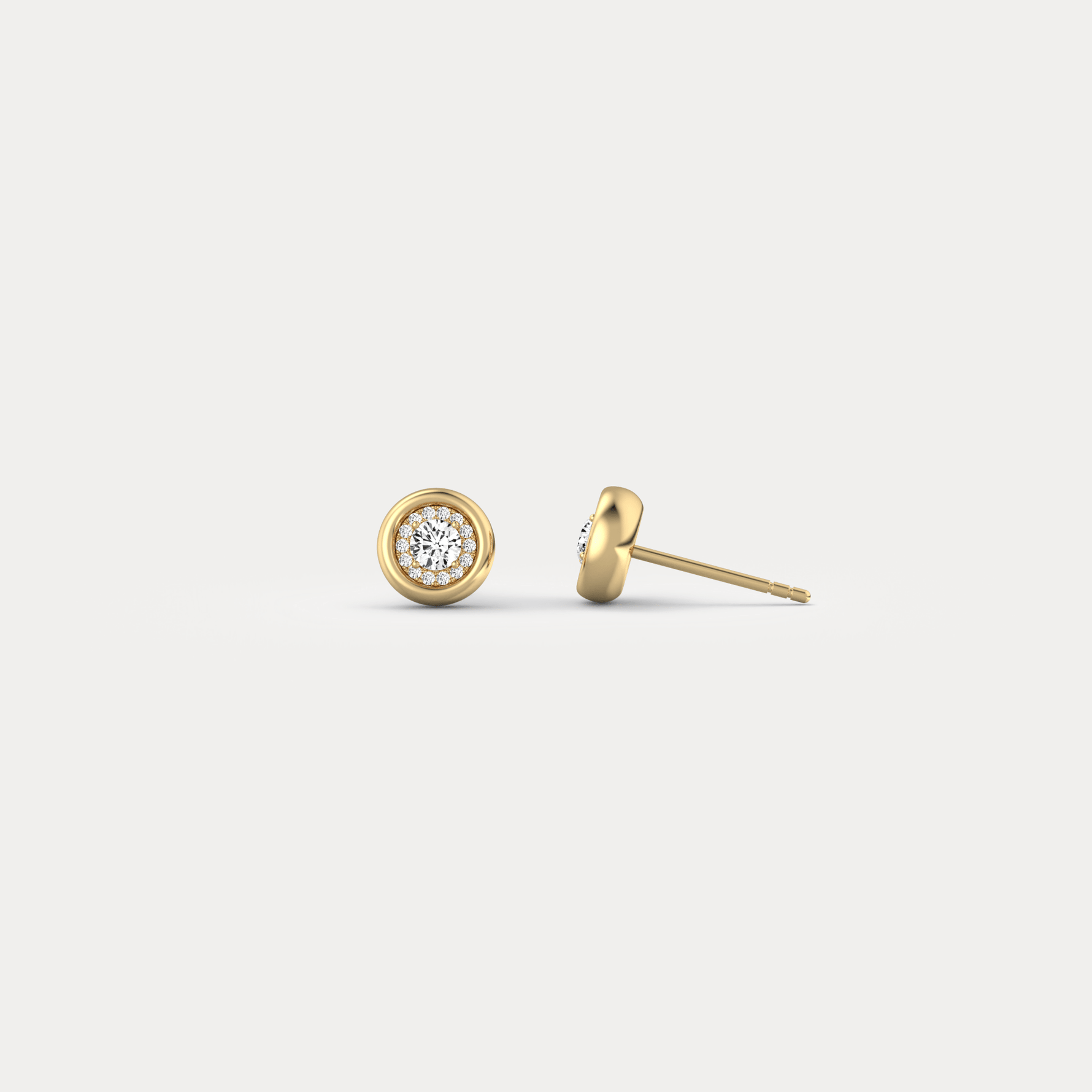 Bezel Lab Grown Round Diamond Stud Earrings in 14K Gold/Platinum - Earrings