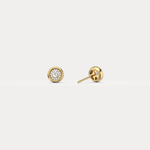 Bezel Lab Grown Round Diamond Stud Earrings in 14K Gold/Platinum - Earrings