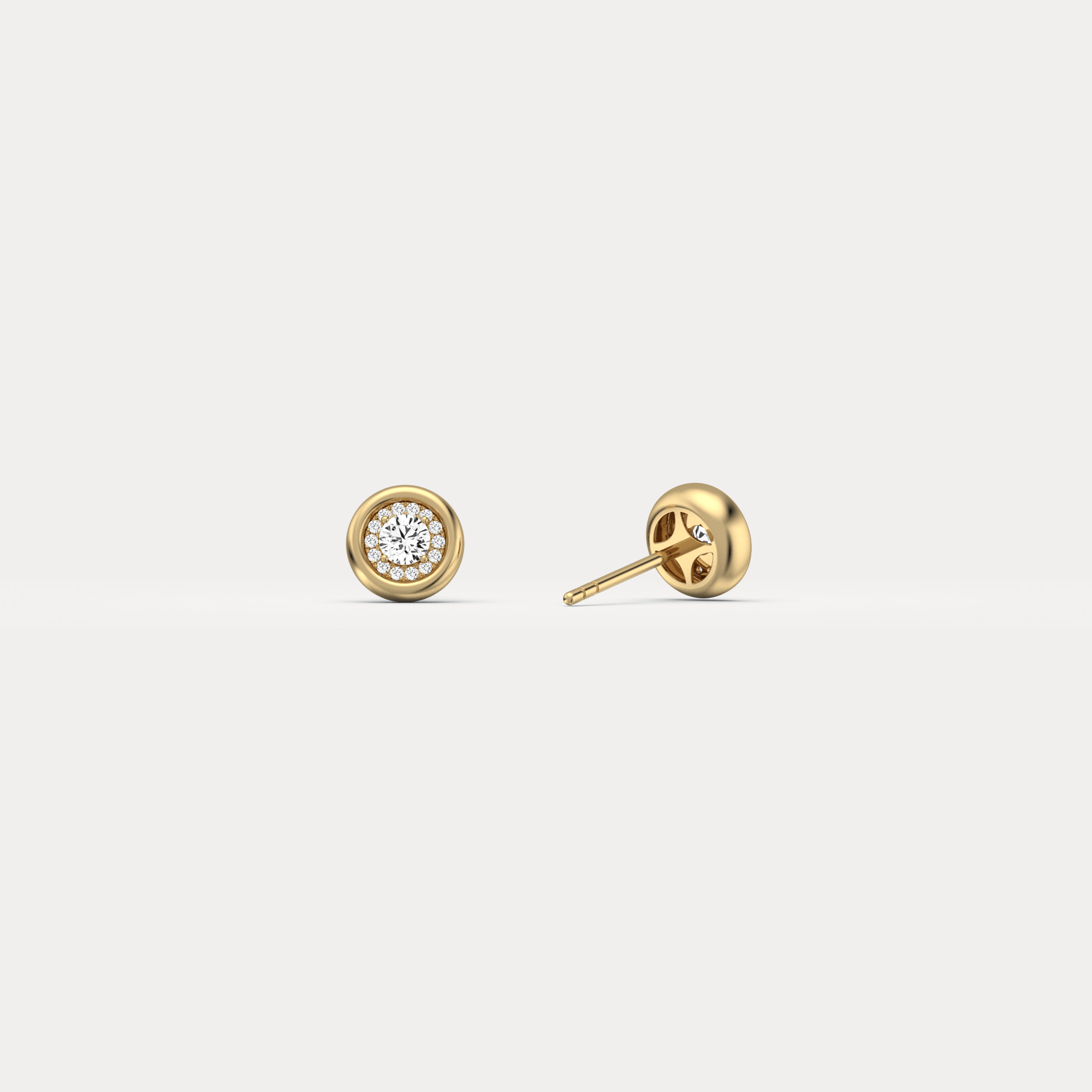 Bezel Lab Grown Round Diamond Stud Earrings in 14K Gold/Platinum - Earrings