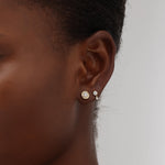 Bezel Lab Grown Round Diamond Stud Earrings in 14K Gold/Platinum - Earrings
