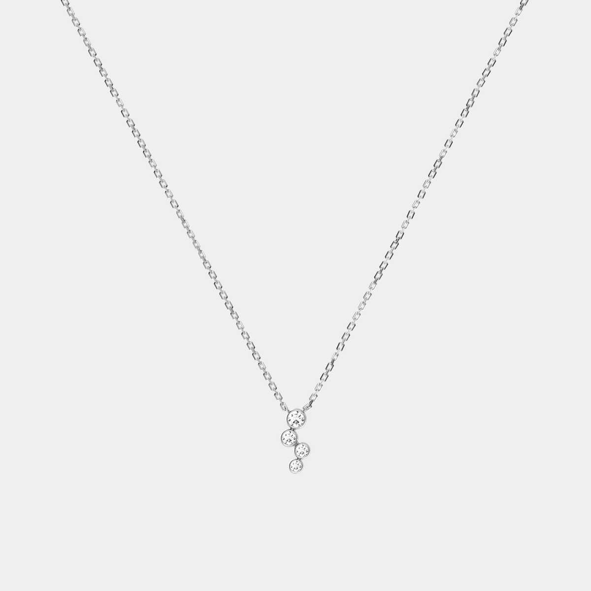14K Gold/Platinum Bubble Necklace Bezel Set with Four Lab - Grown Diamonds - Necklaces