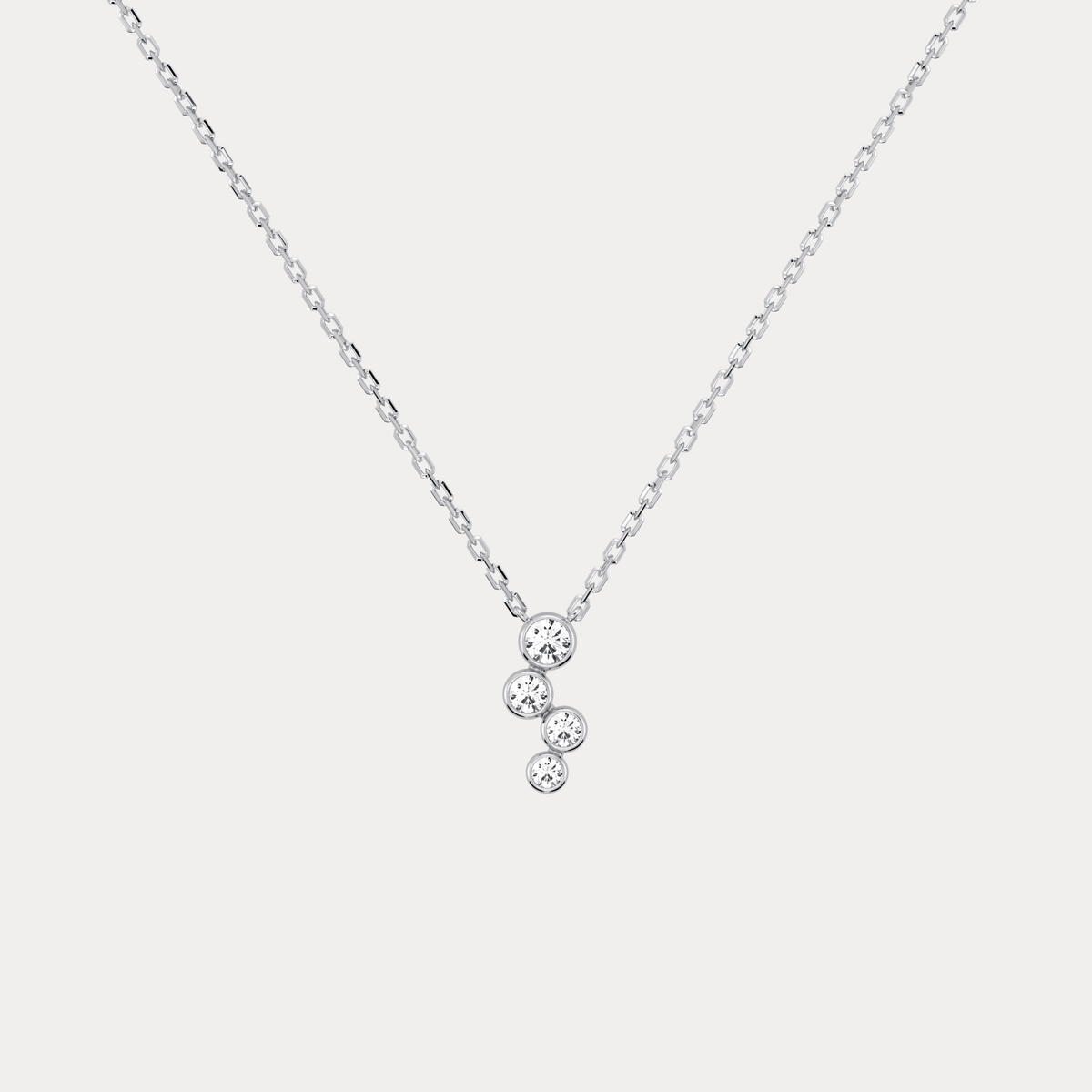 14K Gold/Platinum Bubble Necklace Bezel Set with Four Lab - Grown Diamonds - Necklaces