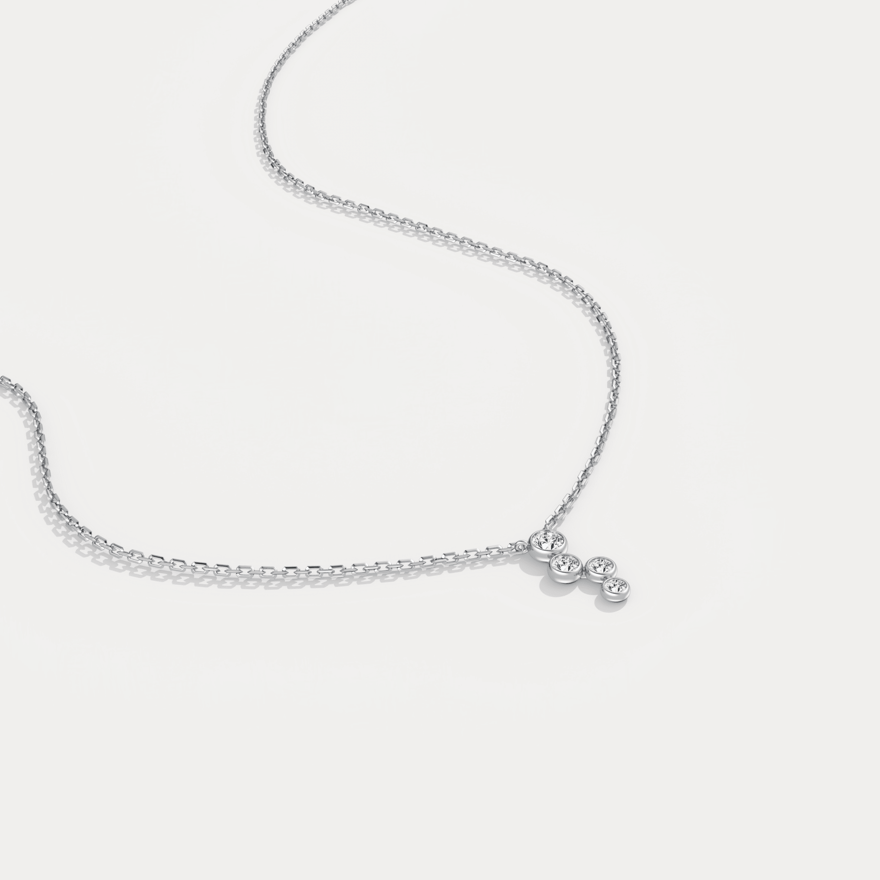14K Gold/Platinum Bubble Necklace Bezel Set with Four Lab - Grown Diamonds - Necklaces