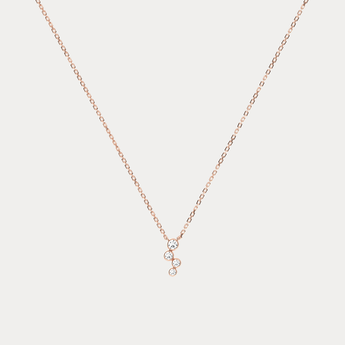 14K Gold/Platinum Bubble Necklace Bezel Set with Four Lab - Grown Diamonds - Necklaces