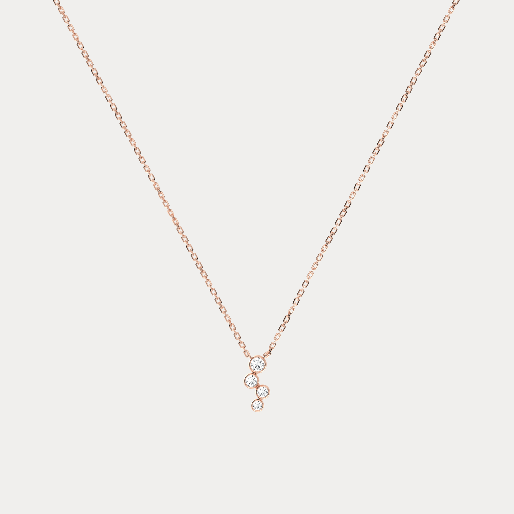 14K Gold/Platinum Bubble Necklace Bezel Set with Four Lab - Grown Diamonds - Necklaces