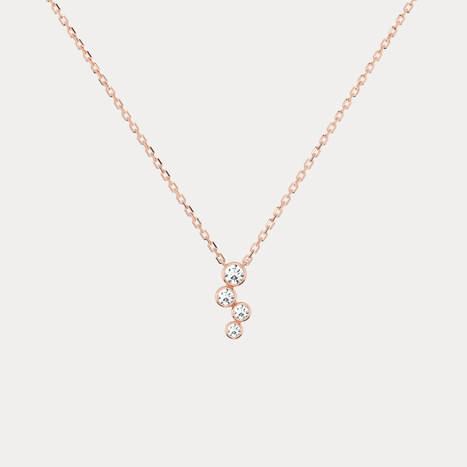 14K Gold/Platinum Bubble Necklace Bezel Set with Four Lab - Grown Diamonds - Necklaces
