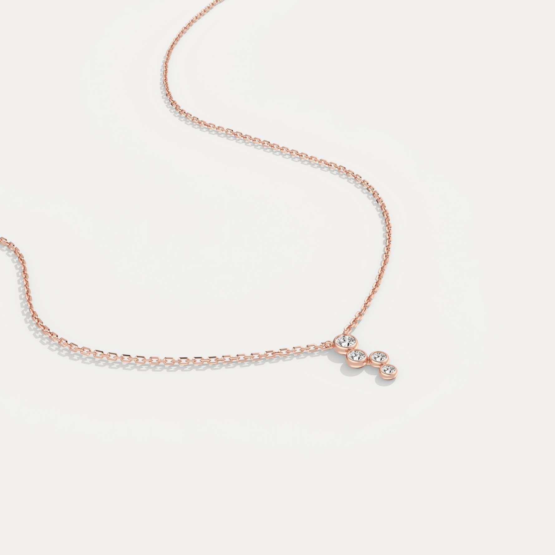 14K Gold/Platinum Bubble Necklace Bezel Set with Four Lab - Grown Diamonds - Necklaces