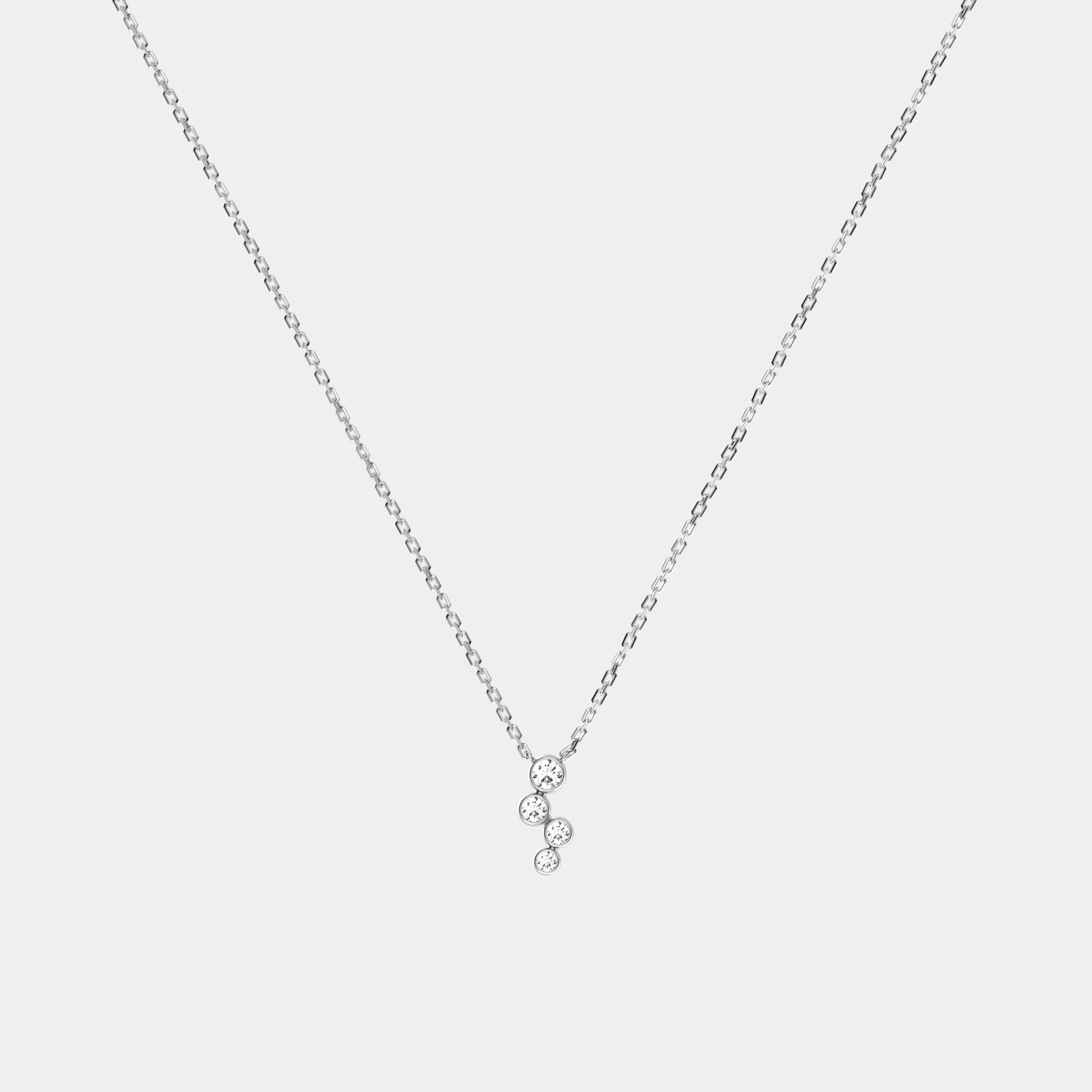 14K Gold/Platinum Bubble Necklace Bezel Set with Four Lab - Grown Diamonds - Necklaces