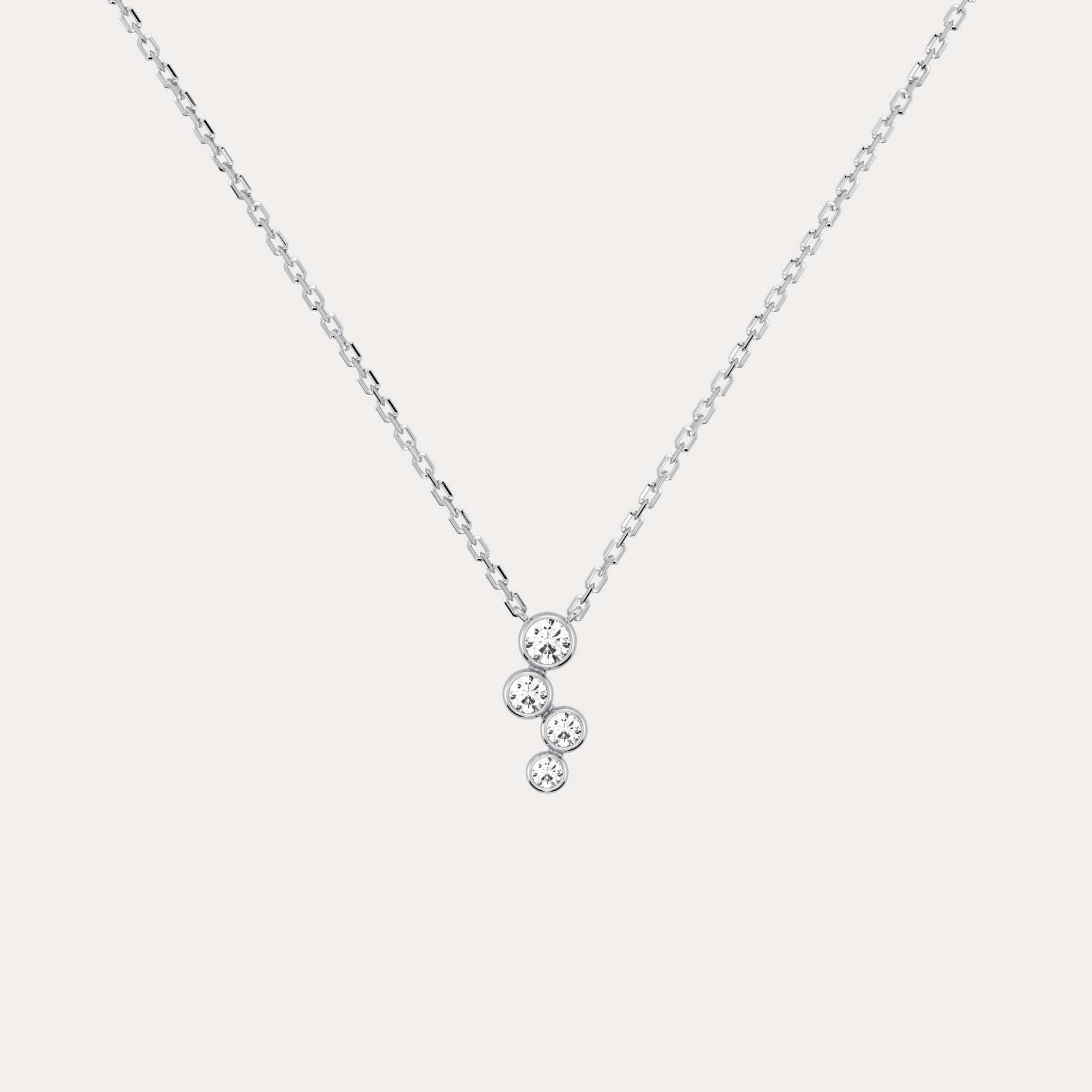 14K Gold/Platinum Bubble Necklace Bezel Set with Four Lab - Grown Diamonds - Necklaces