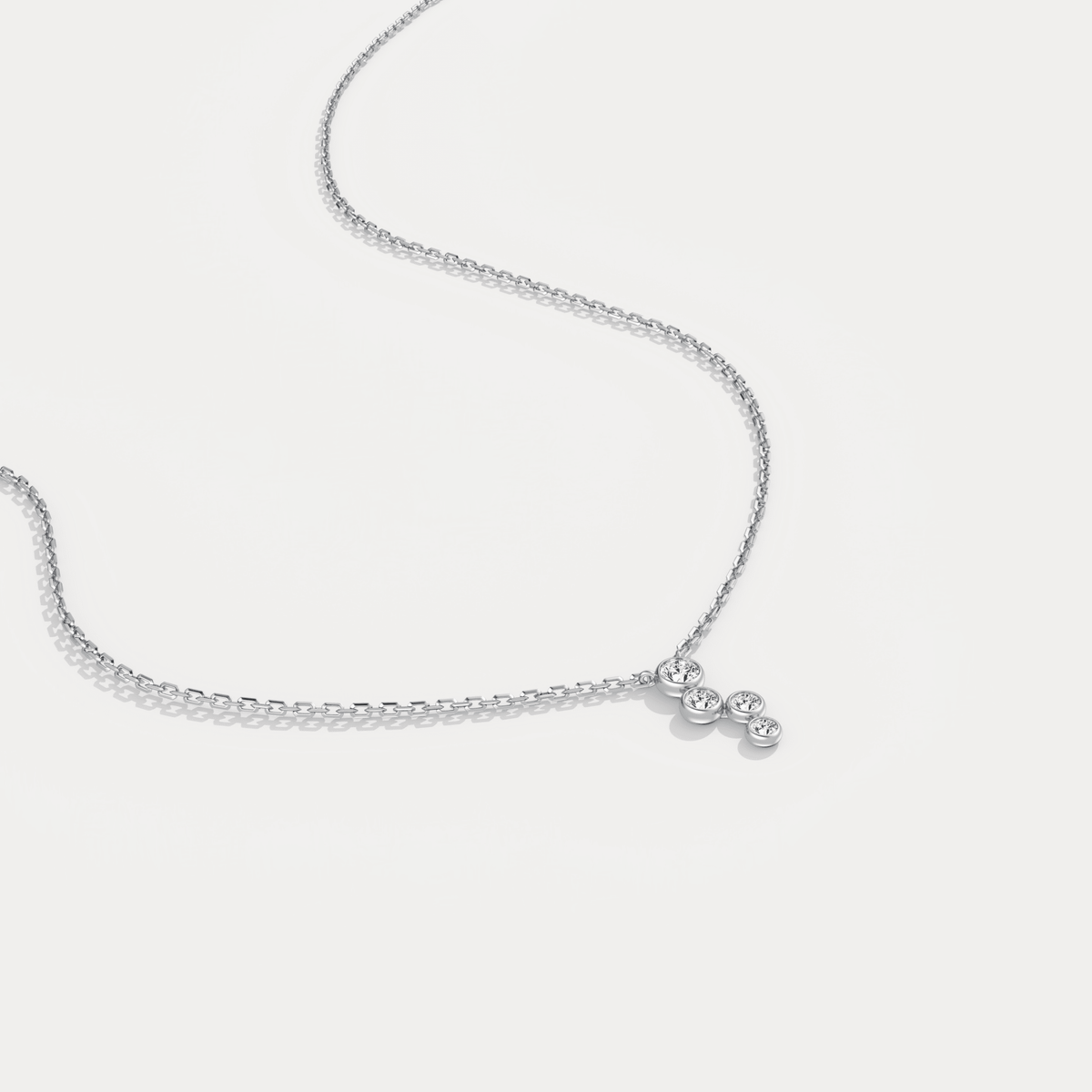 14K Gold/Platinum Bubble Necklace Bezel Set with Four Lab - Grown Diamonds - Necklaces