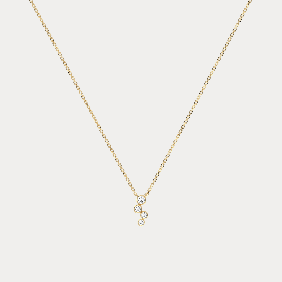 14K Gold/Platinum Bubble Necklace Bezel Set with Four Lab - Grown Diamonds - Necklaces