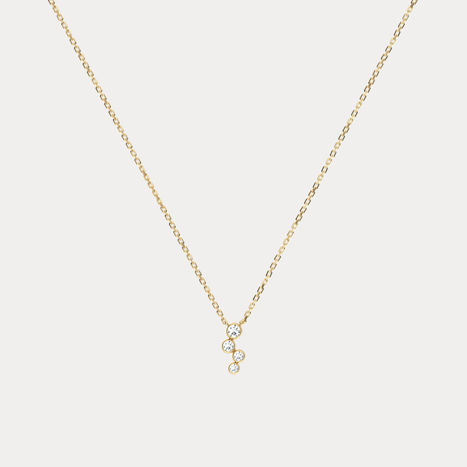 14K Gold/Platinum Bubble Necklace Bezel Set with Four Lab - Grown Diamonds - Necklaces