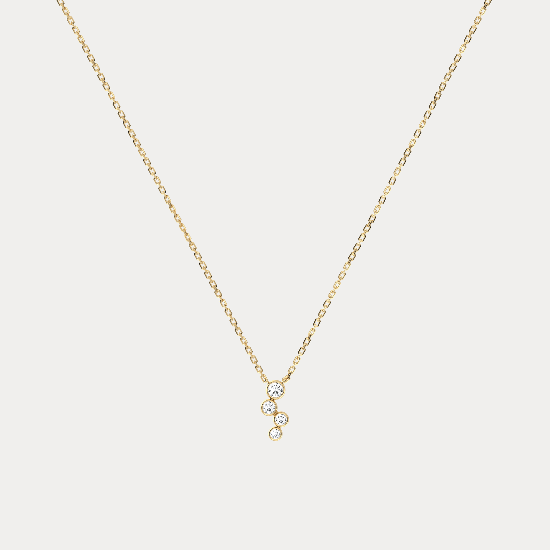 14K Gold/Platinum Bubble Necklace Bezel Set with Four Lab - Grown Diamonds - Necklaces