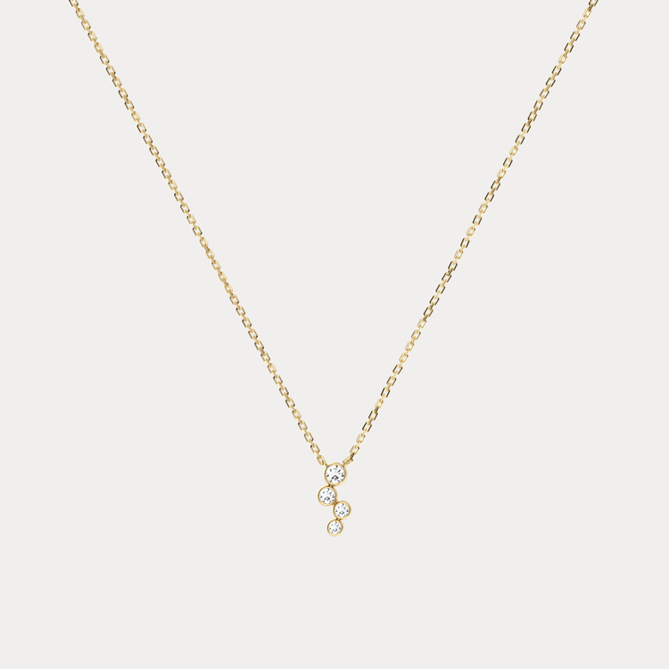 14K Gold/Platinum Bubble Necklace Bezel Set with Four Lab - Grown Diamonds - Necklaces