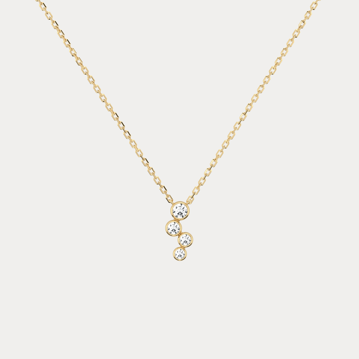 14K Gold/Platinum Bubble Necklace Bezel Set with Four Lab - Grown Diamonds - Necklaces