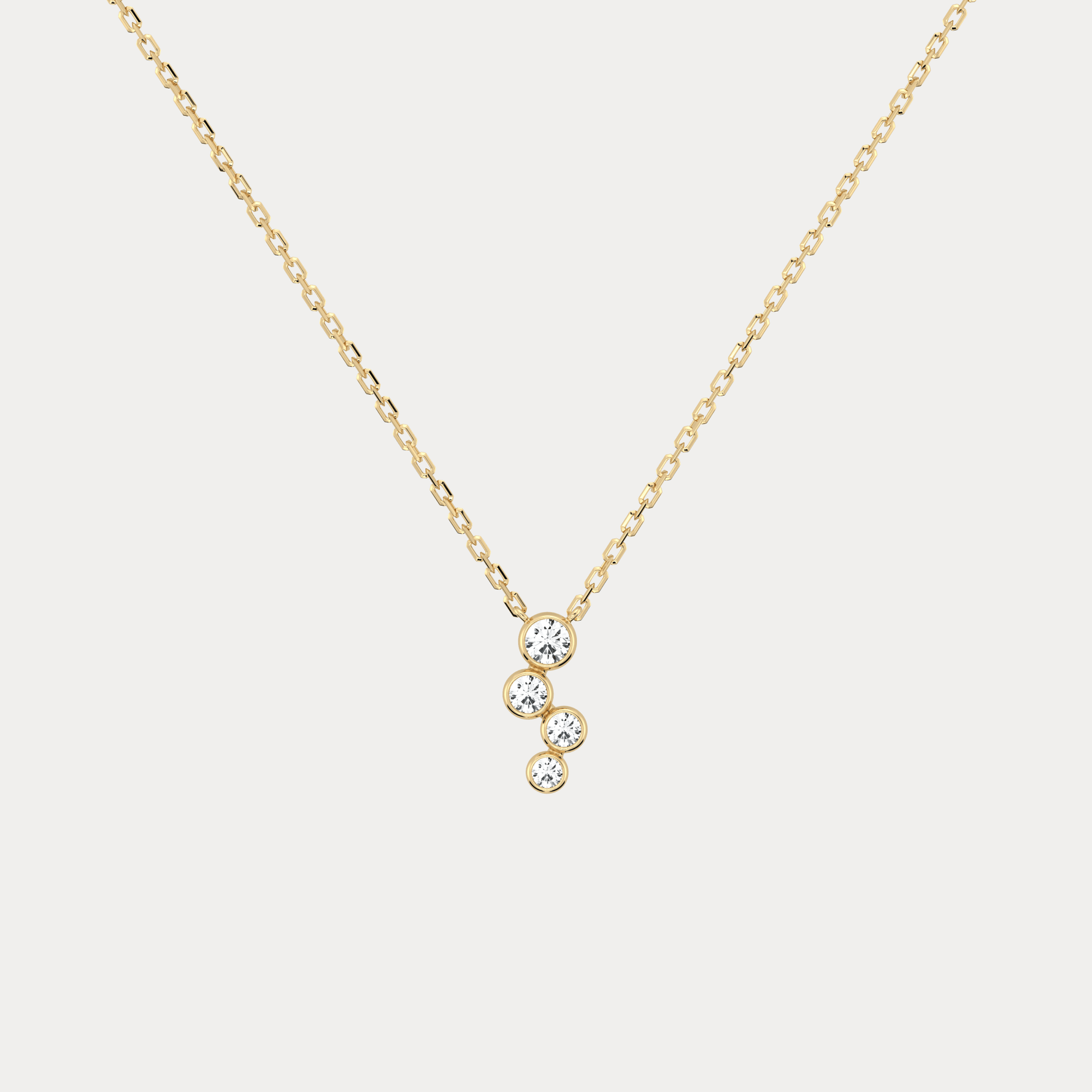 14K Gold/Platinum Bubble Necklace Bezel Set with Four Lab - Grown Diamonds - Necklaces