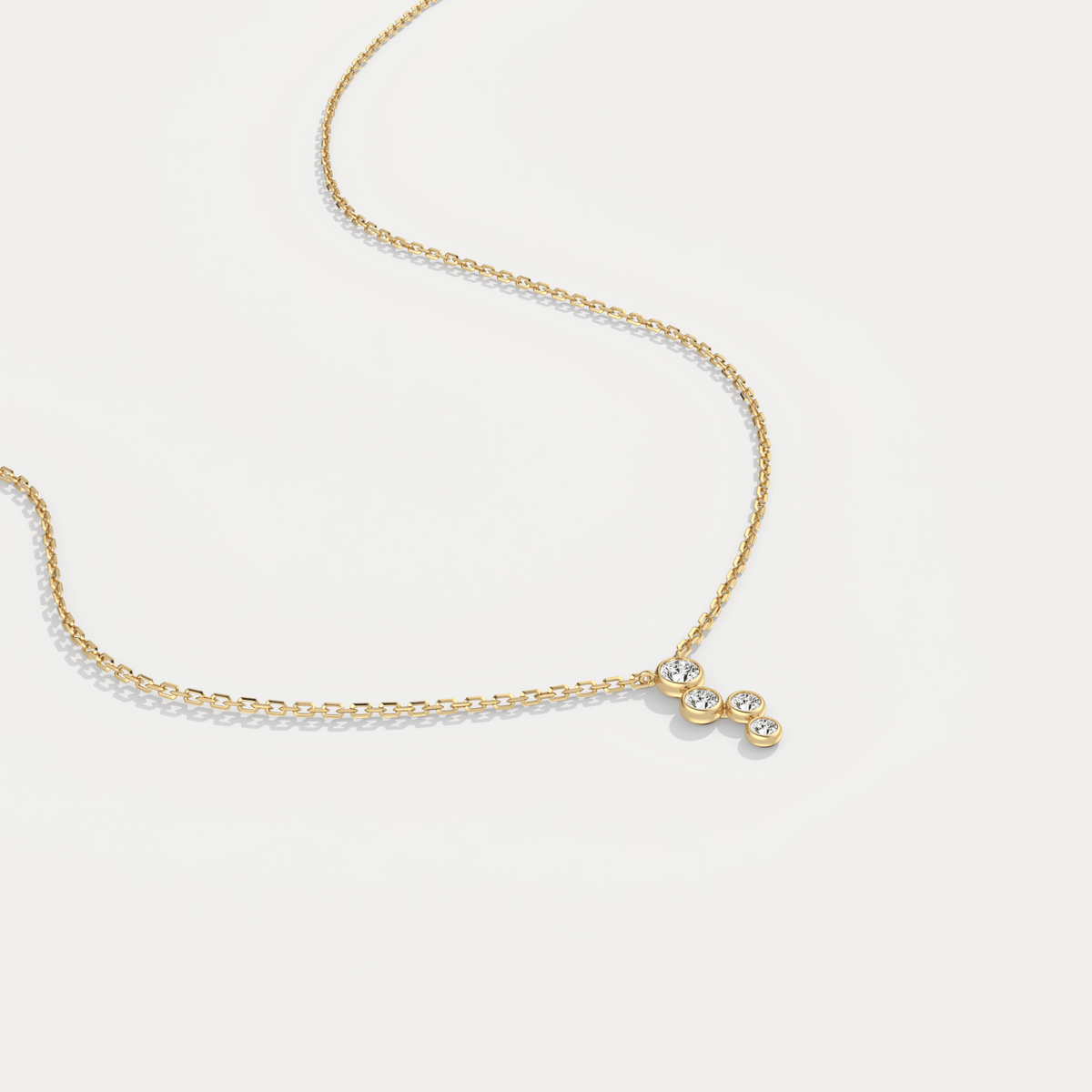 14K Gold/Platinum Bubble Necklace Bezel Set with Four Lab - Grown Diamonds - Necklaces