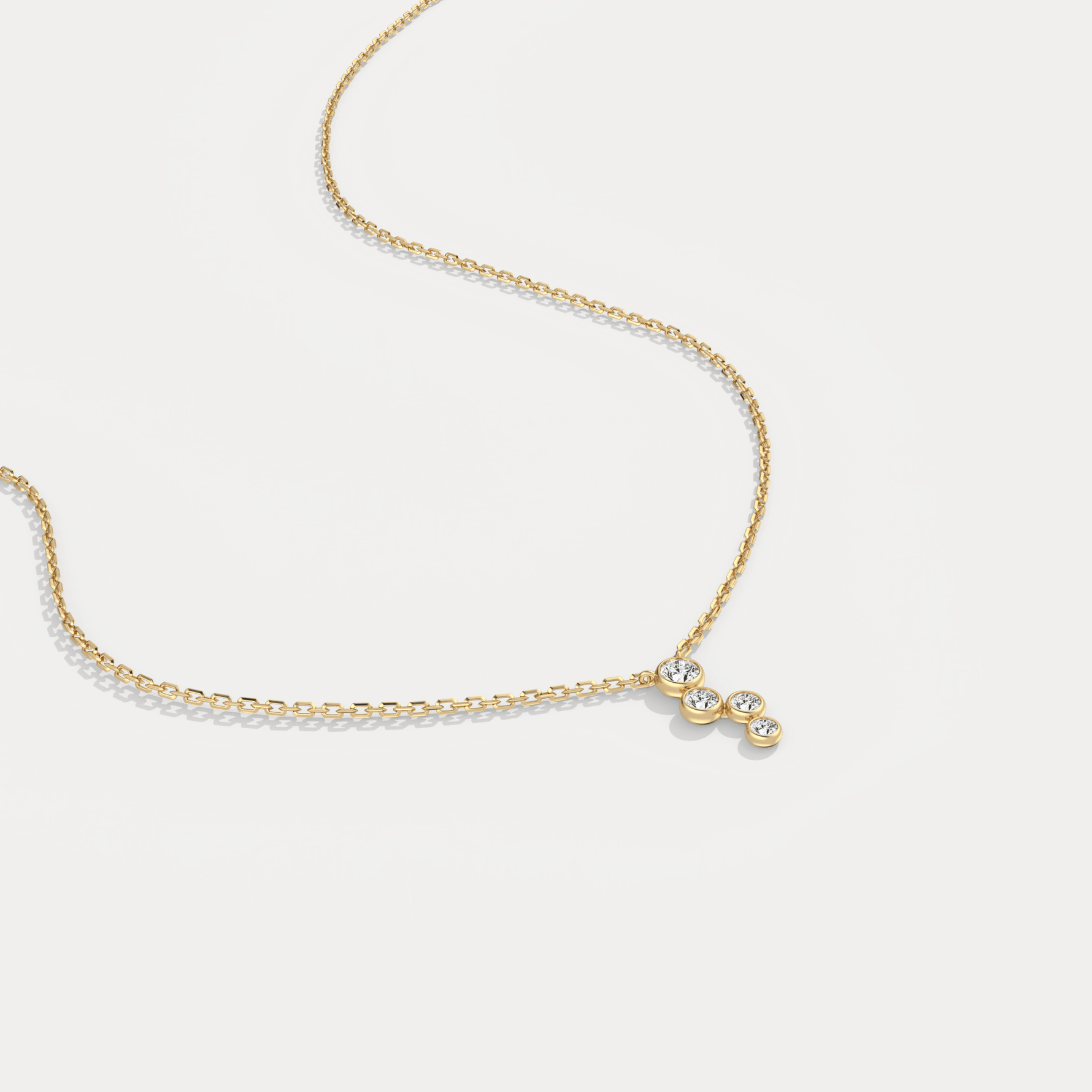 14K Gold/Platinum Bubble Necklace Bezel Set with Four Lab - Grown Diamonds - Necklaces
