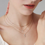 14K Gold/Platinum Bubble Necklace Bezel Set with Four Lab - Grown Diamonds - Necklaces