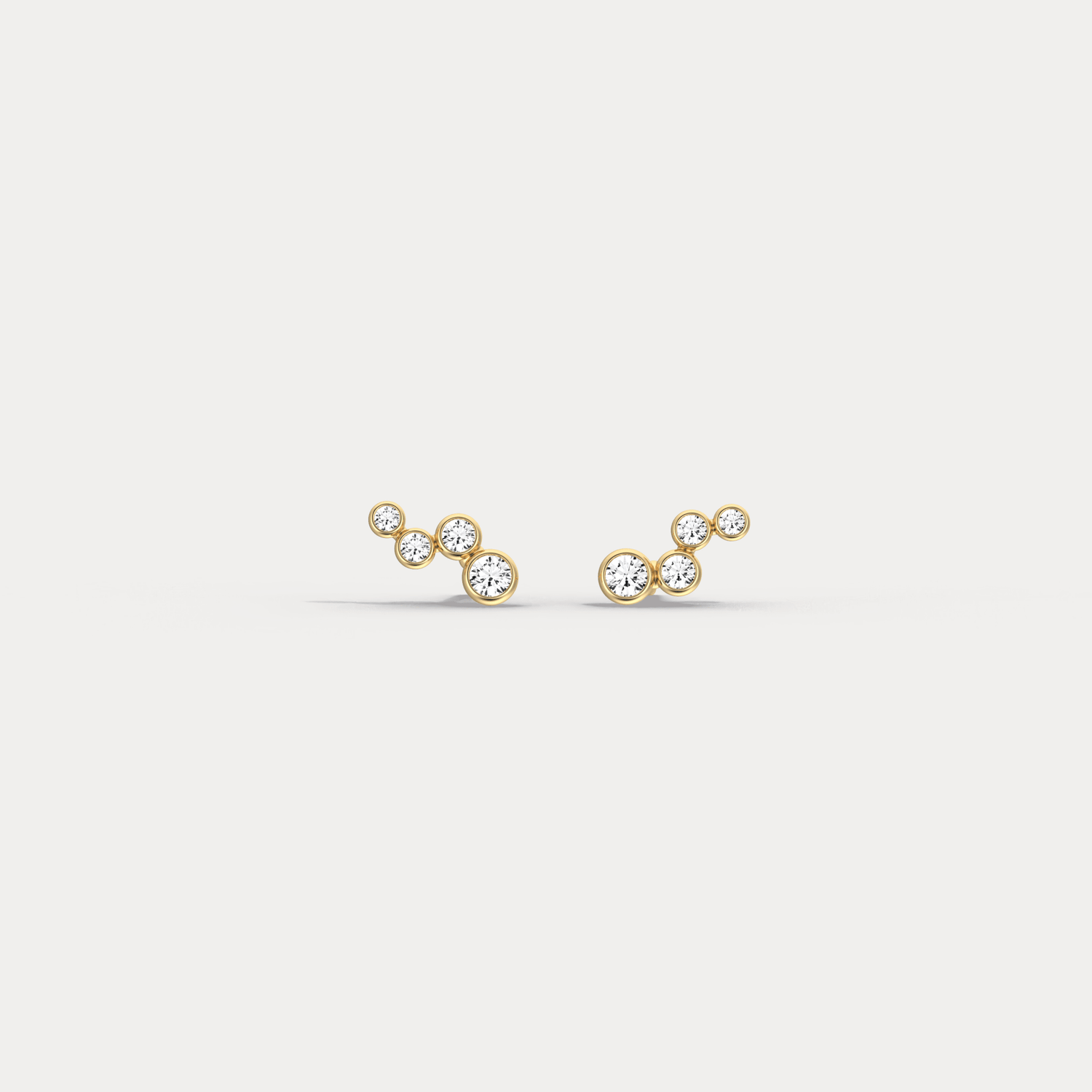 Bezel Set Lab - Grown Diamond Bubble Stud Earrings in 14K Gold/Platinum - Earrings