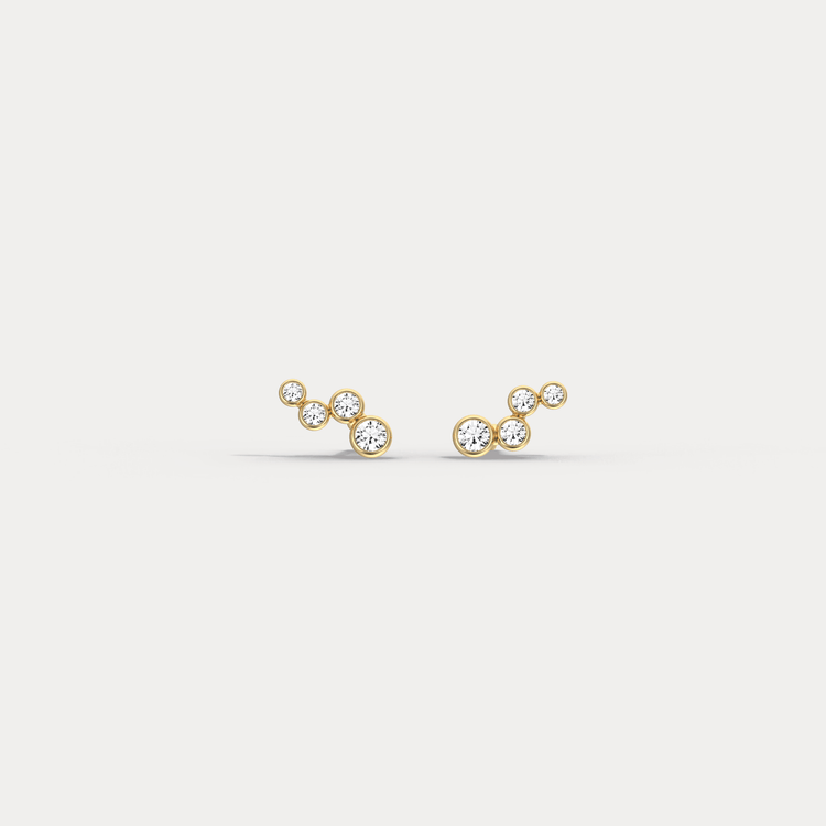 Bezel Set Lab - Grown Diamond Bubble Stud Earrings in 14K Gold/Platinum - Earrings