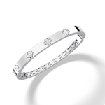 Charm & Dazzle Clover Hinged Lab Made Diamond Bangle Bracelet - Bracelets