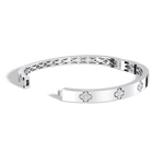 Charm & Dazzle Clover Hinged Lab Made Diamond Bangle Bracelet - Bracelets