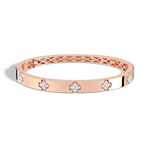 Charm & Dazzle Clover Hinged Lab Made Diamond Bangle Bracelet - Bracelets