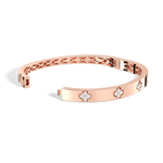 Charm & Dazzle Clover Hinged Lab Made Diamond Bangle Bracelet in 14K Solid Gold - Bracelets
